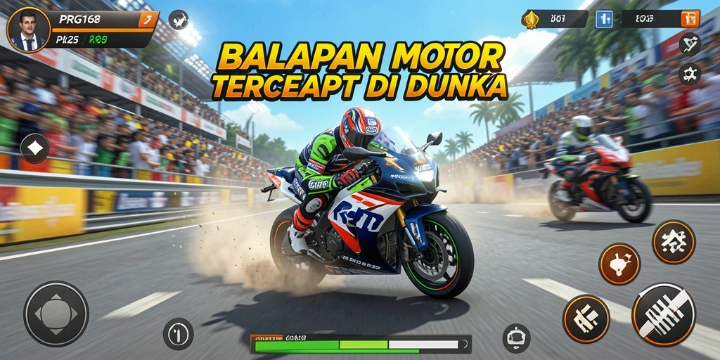 Tampilan menarik dari gameplay balapan motor yang mendebarkan.