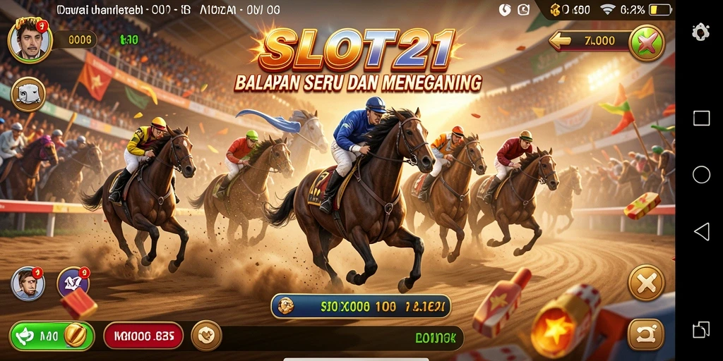 Tampilan menarik dari gameplay balapan di SLOT21 yang seru.